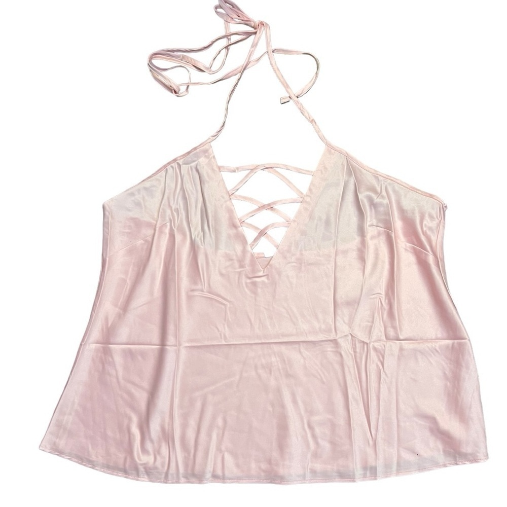 Frederick’s of Hollywood baby pink satin pajama set size 2x and 3x NWT - Picture 2 of 10